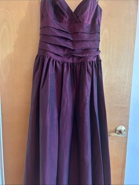 ABS Allen Schwartz Strapless Burgundy Evening Dress. Worn only one time